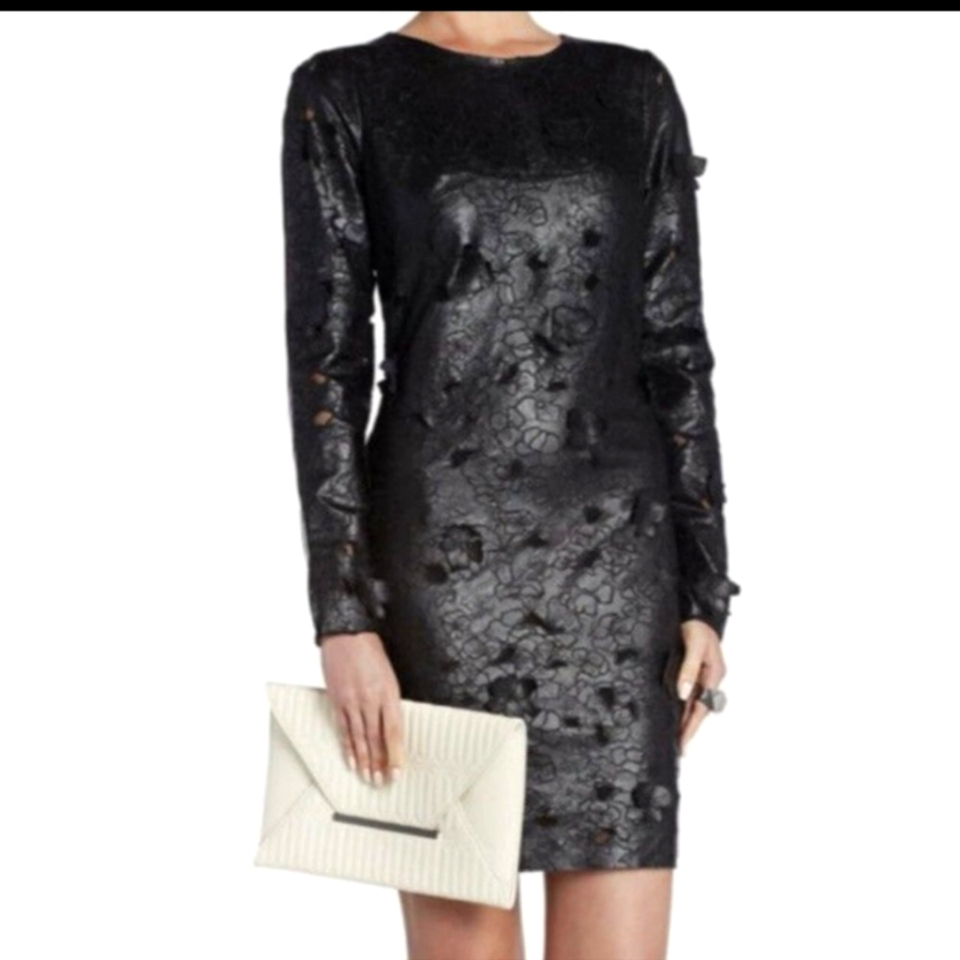 New Faux Leather Dress Sheer Back